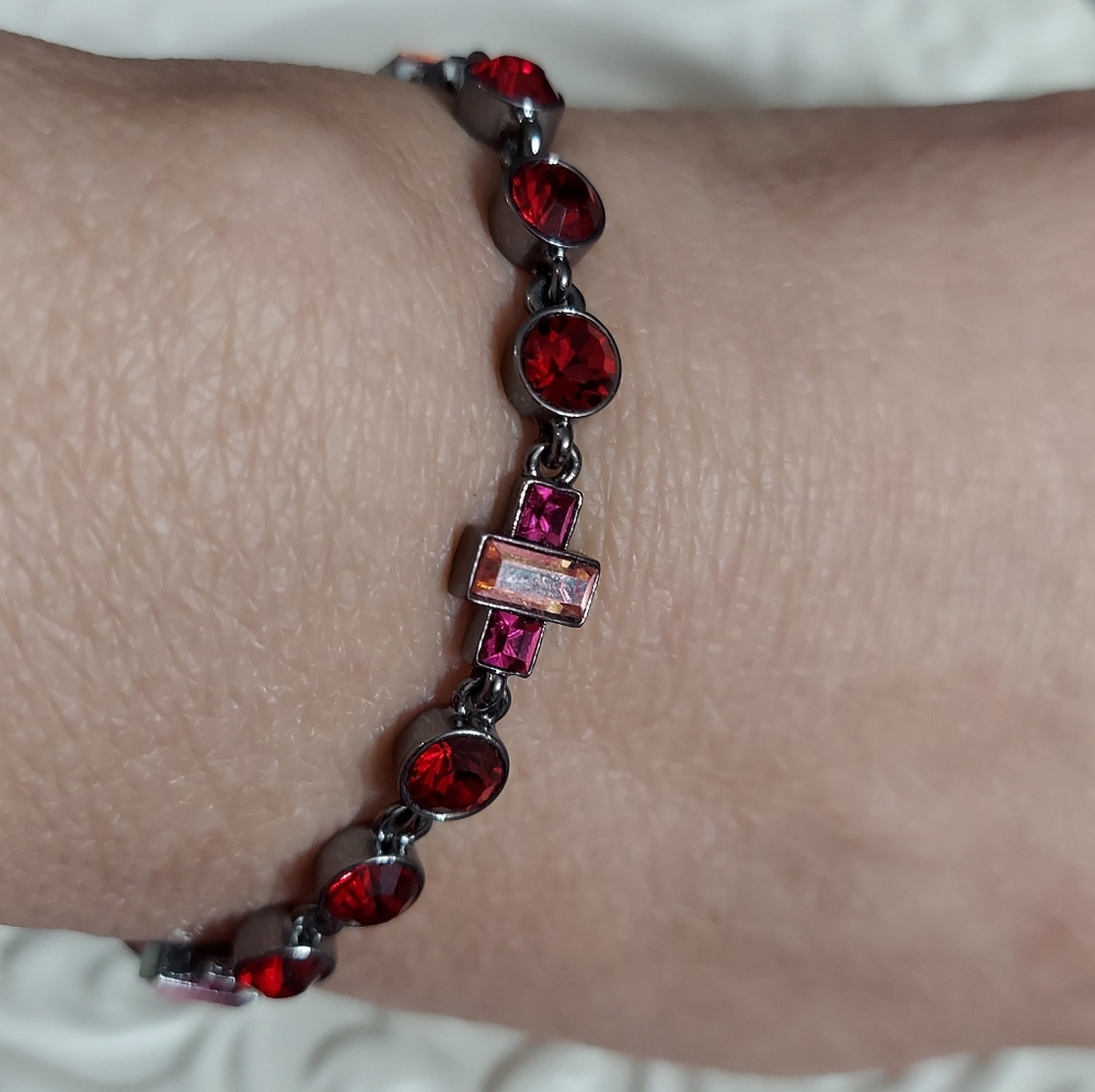 Givenchy/Swarovski Ruby Red Faceted Crystal Brace… - image 8